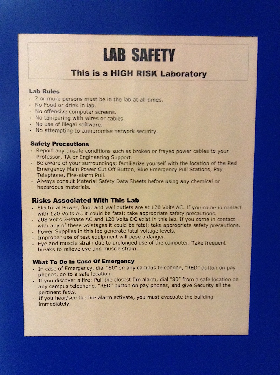 Safety in the Laboratory- Electrical, Computer, and ...